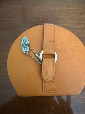 Genuine Leather Women's Half-Moon travel jewelry case.